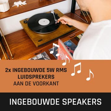 Platenspeler - Bluetooth - Met speakers - Bruin - Lenco - LS, Audio, Tv en Foto, Platenspelers, Verzenden, Zo goed als nieuw