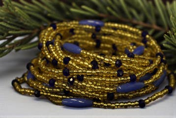 Waist Beads / Afrikaanse Heupketting - AMADIN - Blauw  (elas, Ophalen of Verzenden, Nieuw