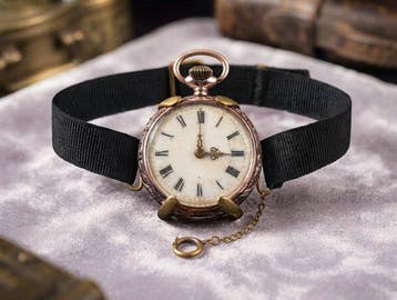 Bracciale orologio tasca signora fine 800 argento oro -, Nieuw