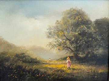 Ted Dyer. (1940) - Children in a meadow. No reserve!, Antiek en Kunst