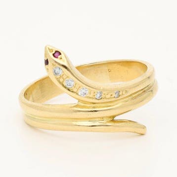 Ring - 14 karaat Geel goud - 0.09ct. tw. Diamant, Nieuw