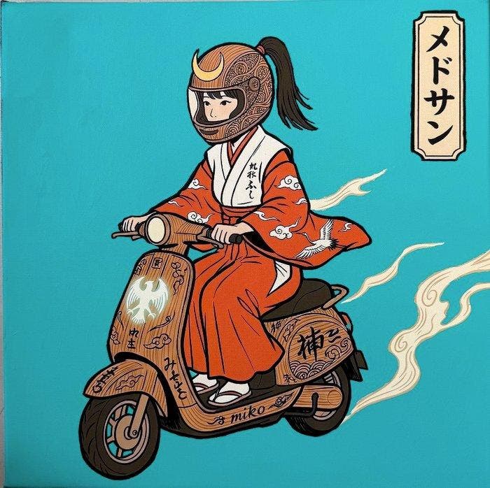 MEDSAN - Scooter Miko () - Handmade! - unique work, Antiek en Kunst, Kunst | Schilderijen | Modern