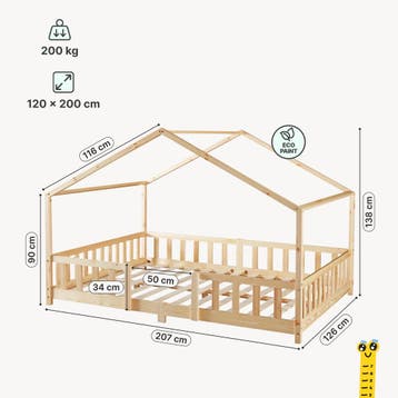 [en.casa] Kinderbed Treviolo met uitvalbeveiliging 120x200 c, Verzenden, Nieuw