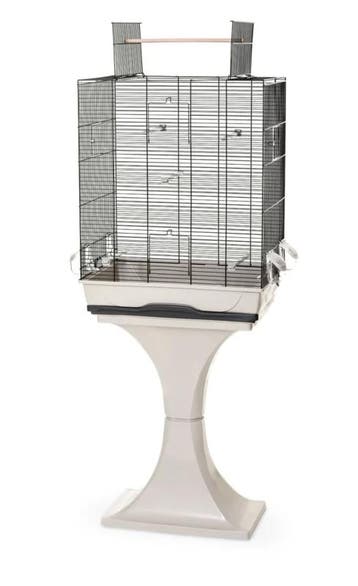 Vogelkooi Ambra met Standaard – Grote Zwart/Zand Binnenko., Verzenden, Nieuw, Overige materialen, Vogelkooi