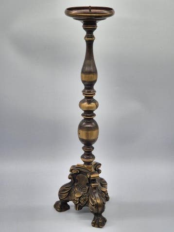 Bronzefarbener Kerzenständer im Barockstil – Metallguss – 58