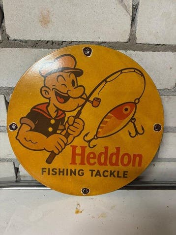 Heddon Fishing Tackle emaille reclamebord – Popeye visser