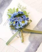 Luxe corsage vergeet me nietjes boutonnière op pinclip met, Ophalen of Verzenden, Nieuw