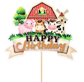 16 cupcake toppers boerderij, Hobby en Vrije tijd, Ophalen of Verzenden, Nieuw, Versiering, Verjaardag