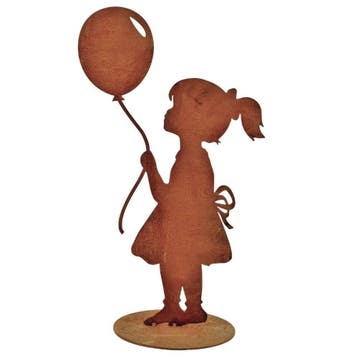 meisje met ballon | Figuur gemaakt van metaal roest patina |, Verzenden, Nieuw
