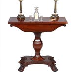 Mahonie Wandtafel uitklapbaar tot vierkante theetafel of spe, Antiek en Kunst, Ophalen of Verzenden