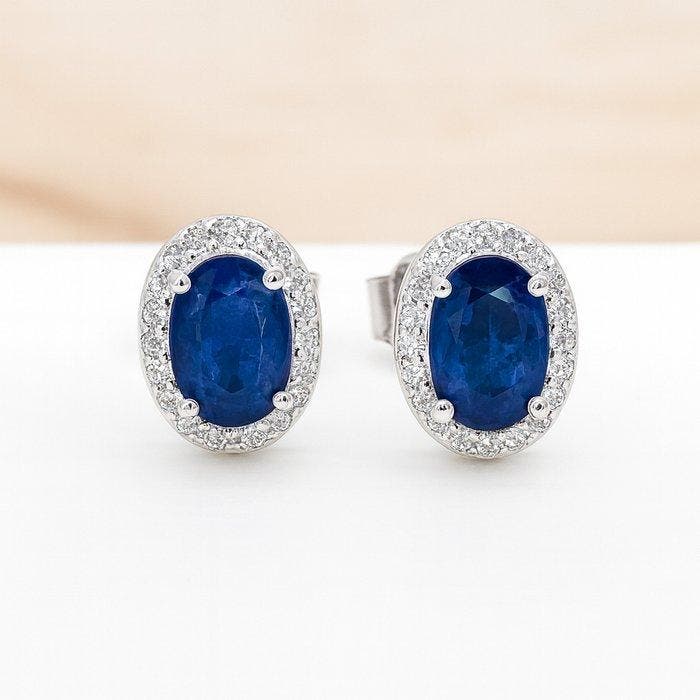 Zonder minimumprijs - Oorbellen Verguld Saffier - Topaas -, Sieraden, Tassen en Uiterlijk, Oorbellen