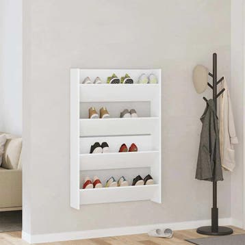 vidaXL Wandschoenenkasten 2 st 80x18x60 cm spaanplaat wit, Verzenden, Nieuw