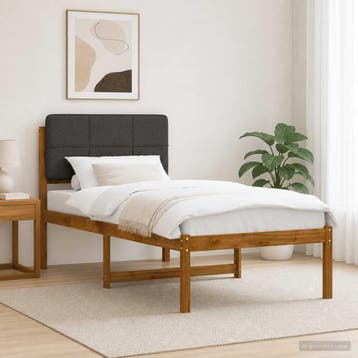 vidaXL Bedframe met gestoffeerd hoofdbord Naturel en, Huis en Inrichting, Verzenden, Nieuw, Hout