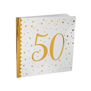 Gastenboek/fotoalbum 50 White and Gold, Verzenden, Nieuw, Versiering, Abraham of Sarah
