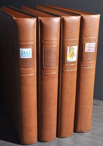 Accessoires Nederland - 4 lege luxe Lindner albums met, Gestempeld