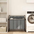 vidaXL Wasmand met wielen 4 vakken grijs, Tuin en Terras, Droogmolens en Wasrekken, Verzenden, Nieuw