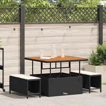 vidaXL Tuin eettafelset 3 st Zwart poly rattan, Verzenden, Nieuw, Rotan, 3 zitplaatsen