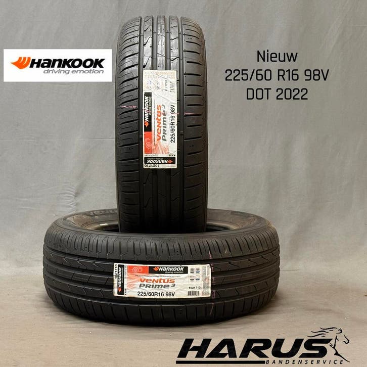 225/60/16 98V Hankook zomerbanden nieuw 2X GRATIS MONTAGE, Auto-onderdelen, Banden en Velgen, 16 inch, Erkend duurzaam, Zomerbanden