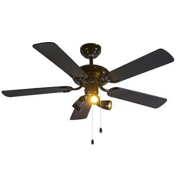 Plafondventilator zwart 110cm 3-lichts met trekschakelaar -, Verzenden, Nieuw