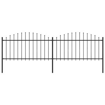 vidaXL Tuinhek met speerpunt staal 337x150 cm zwart, Verzenden, Nieuw, IJzer, Minder dan 1 meter