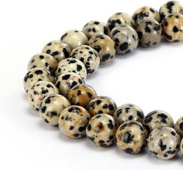 Per streng c.a. 65 stuks Dalmatian Jasper edelsteen krale..., Ophalen of Verzenden, Nieuw, Kraal