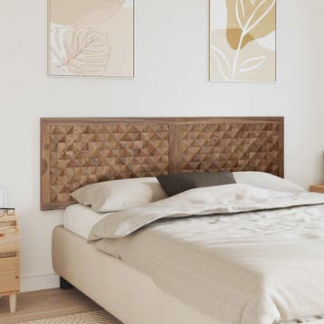 vidaXL Bed Hoofdbord Naturel Massief Teakhout, Huis en Inrichting, Verzenden, Nieuw, Bruin, Hout