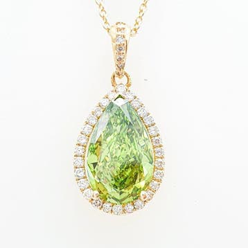 Ketting met hanger - 14 karaat Geel goud - 2.84ct. tw. Groen