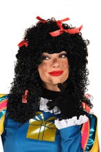 Pietenpruik zwart met rode strikjes dames, Verzenden, Nieuw