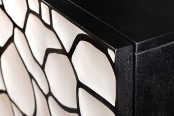 Massief houten highboard VULCANO 120cm wit zwart mangohout, Ophalen of Verzenden, Nieuw