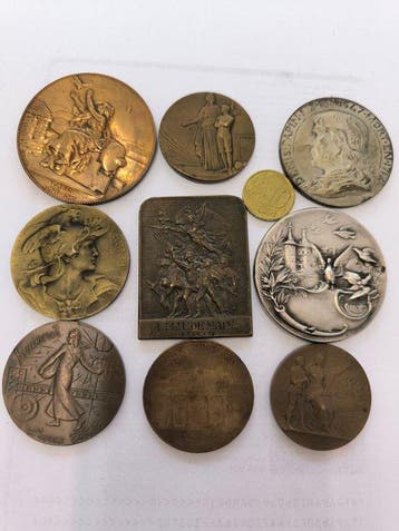 Frankrijk. Lot de 9 medailles (Zonder minimumprijs)