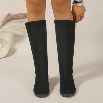 Winter Round Toe Sexy and Comfortable Suede Low Heeled Boots, Verzenden, Nieuw