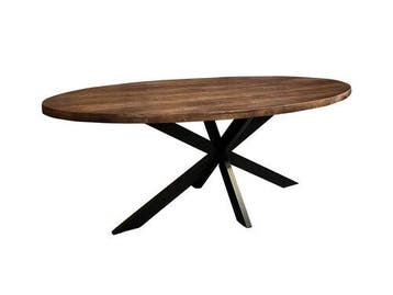 Eettafel Silvia Ovaal 150x90cm Mango Walnoot Bruin, Ophalen of Verzenden, Nieuw