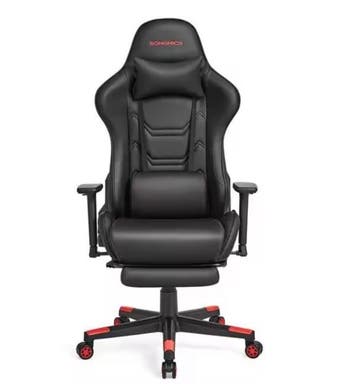 Nieuwe Gamingstoel met Voetsteun – Ergonomisch Zwart en Rood, Huis en Inrichting, Bureaustoelen, Verzenden, Zwart, Nieuw, Ergonomisch