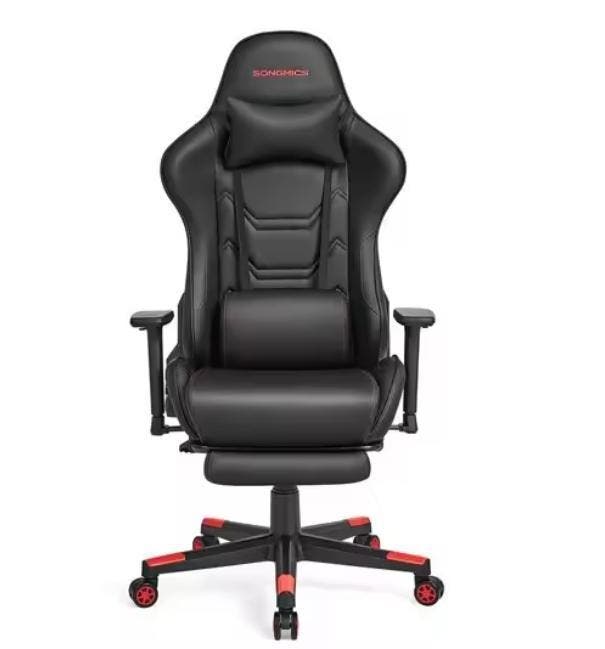 Nieuwe Gamingstoel met Voetsteun – Ergonomisch Zwart en Rood, Huis en Inrichting, Bureaustoelen, Bureaustoel, Zwart, Nieuw, Ergonomisch