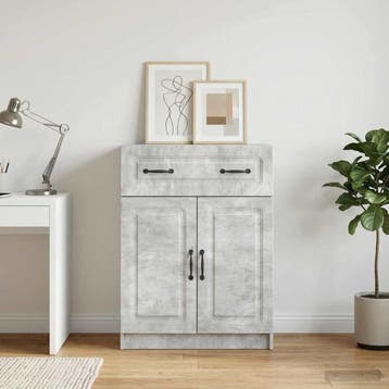 vidaXL Dressoir met lade Betongrijs 66 x 34,5 x 87 cm, Verzenden, Nieuw, Overige houtsoorten, Minder dan 50 cm