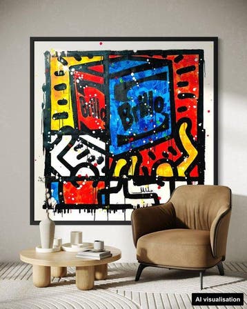 Mikko - Haring Brillo Box On Mondrian - XL [Unq 1/1]