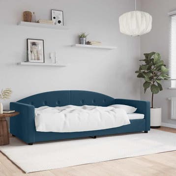 vidaXL Slaapbank 90x200 cm fluweel blauw, 90 cm, Eenpersoons, Nieuw, 200 cm