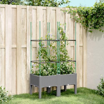 vidaXL Plantenbak met latwerk 80x40x142,5 cm polypropeen, Tuin en Terras, Bloembakken en Plantenbakken, Verzenden