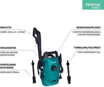 2dekans | VONROC Hogedrukreiniger – Incl. Accessoires – 110, Ophalen of Verzenden, Zo goed als nieuw
