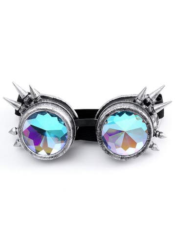 KIMU® Goggles Steampunk Bril Spikes Oud Zilver Montuur Calei, Ophalen of Verzenden, Nieuw, Feestartikel, Carnaval