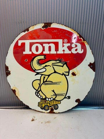 Tonka – Olifant met speelgoedtruck – Rond emaille