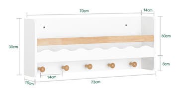 Kinder wandgarderobe met boekenplank en haken, Verzenden, Nieuw