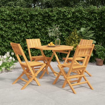 vidaXL 5-delige Tuinset massief teakhout, Verzenden, Nieuw, Hout, Tuinset