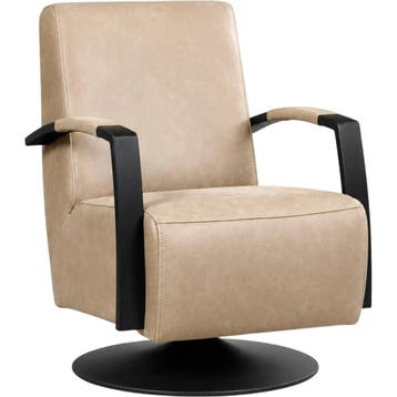 Leren draaifauteuil Mood - Vintage Taupe (taupe/bruin) -, Nieuw, Ophalen of Verzenden, 50 tot 75 cm, Industrieel, Modern
