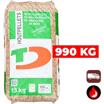 975kg | ENplus A1 houtpellets | €529,95 incl. bezorging, Verzenden