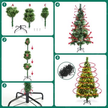 Kerstboom met verlichting - Kunstkerstboom - 180 cm - Met st, Diversen, Verzenden, Zo goed als nieuw