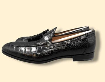 Santoni-UK8-Alligator-Black Tasselloafers - Loafers - Maat:, Kleding | Heren, Schoenen, Nieuw