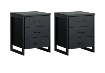Caresse Nachtkastje OAK 3 Laden (Set - 2 Stuks), Huis en Inrichting, Slaapkamer | Nachtkastjes, Nieuw