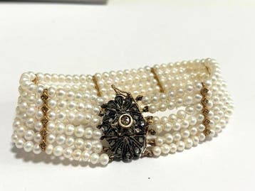 Armband - 9 kt. Zilver, Roségoud Parel - Diamant, Nieuw