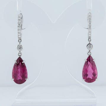Oorbellen - 18 karaat Witgoud - 10.80ct. tw. Toermalijn -, Nieuw